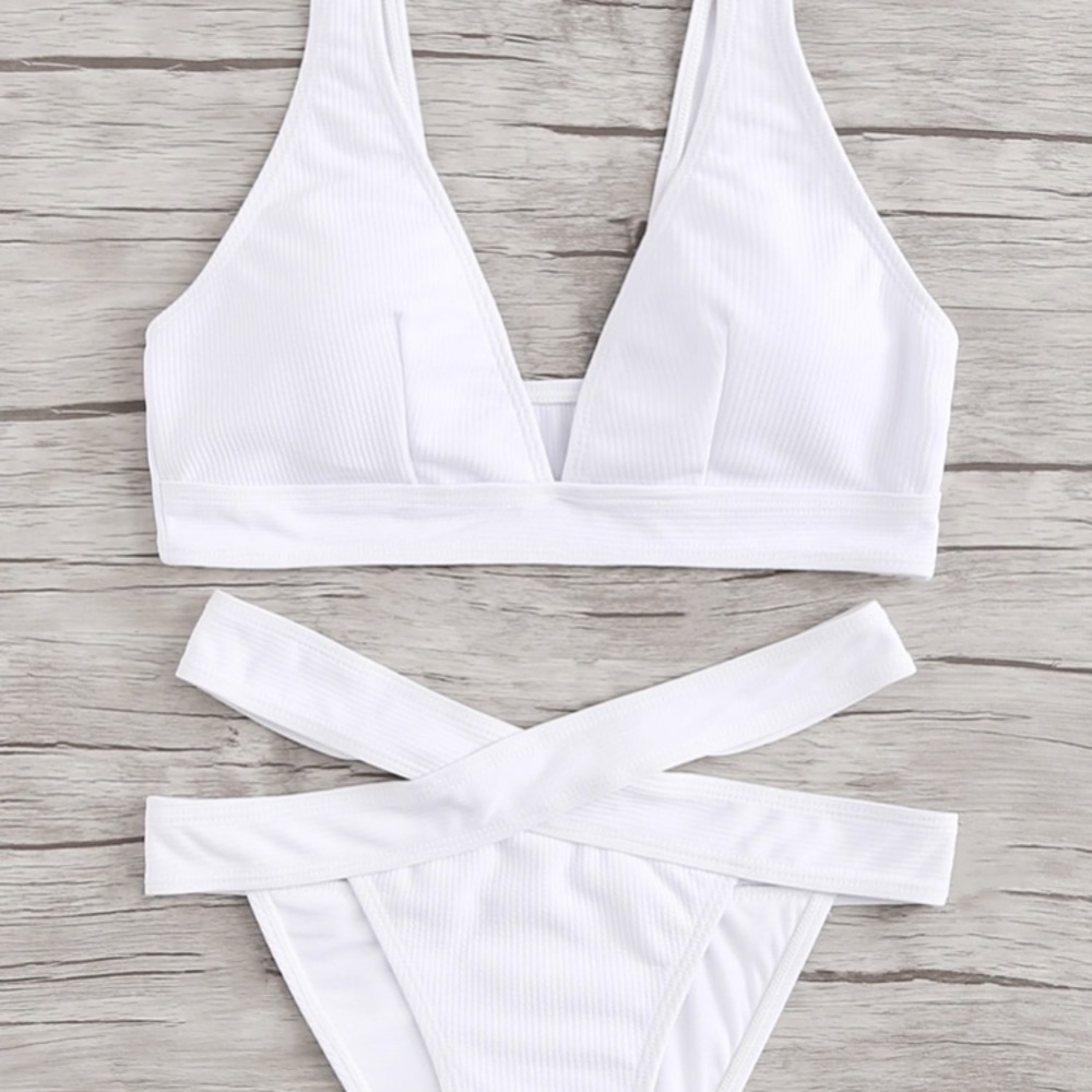White Ribbed Bikini